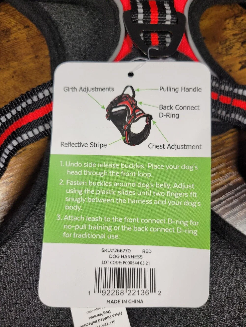 Frisco size medium Red and Black Reflective Dog Harness